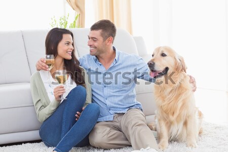 Lächelnd Paar Sitzung Couch Kaffee Stock foto © wavebreak_media