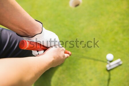 High angle view of hands holding rugby ball Stock photo © wavebreak_media