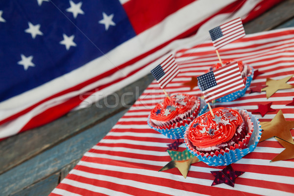 Stockfoto: Ingericht · houten · tafel · tabel · Blauw