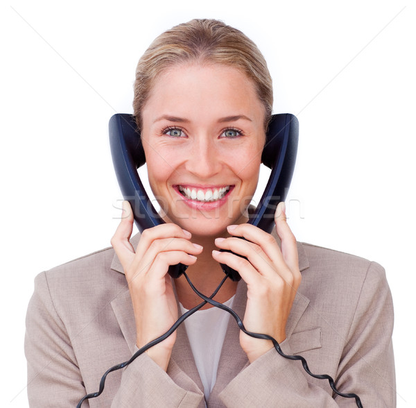 Beautiful female sales representative talking on headset Stock photo © wavebreak_media