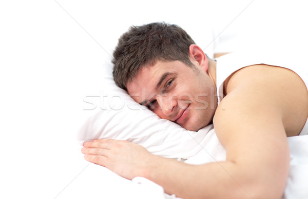 Nice человека расслабляющая кровать любви счастливым Сток-фото © wavebreak_media