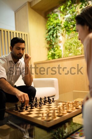 Foto stock: Vista · negocios · colegas · jugando · ajedrez