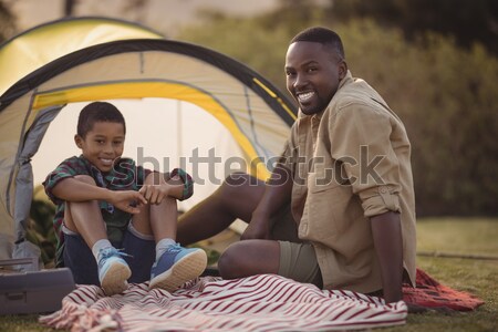 отцом сына рыбалки вместе парка портрет улыбаясь Сток-фото © wavebreak_media