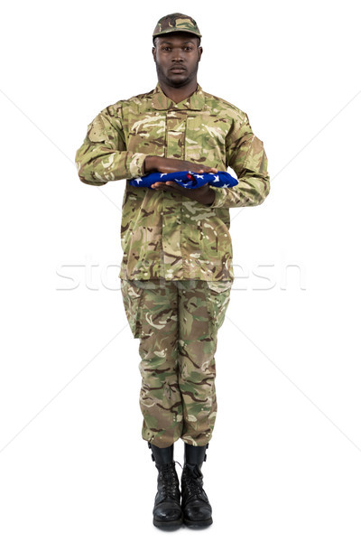 肖像 兵士 アメリカンフラグ 白 フラグ ストックフォト © wavebreak_media