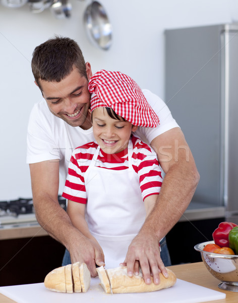 Foto d'archivio: Uomo · piccolo · ragazzo · pane · cucina