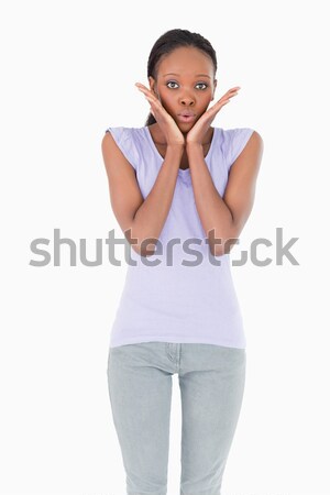 Close up of surprised young woman on white background Stock photo © wavebreak_media