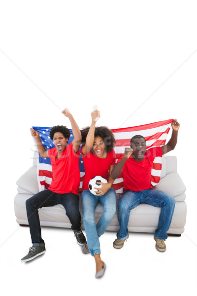 Americano futebol fãs vermelho sofá Foto stock © wavebreak_media