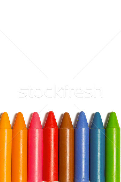 Coloré crayons rangée blanche vert couleur [[stock_photo]] © wavebreak_media
