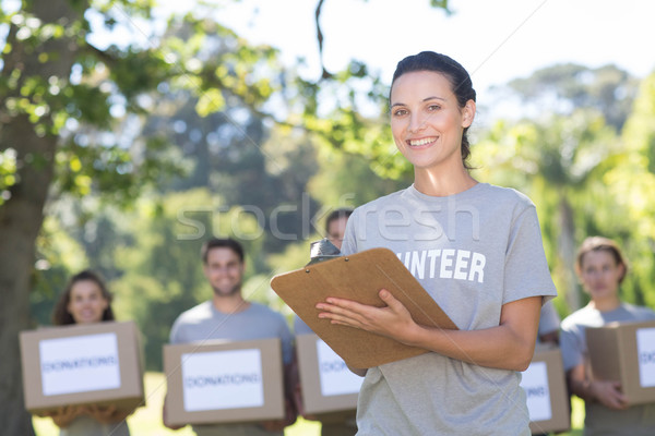 Stockfoto: Gelukkig · vrijwilligers · park · man · werken