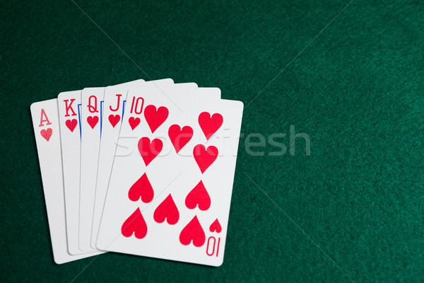 Kártyapakli póker asztal kaszinó piros siker Stock fotó © wavebreak_media