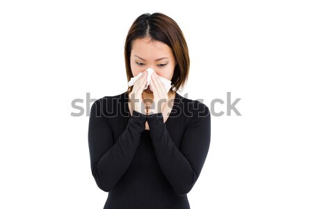 Enfermos mujer sonarse la nariz papel blanco Foto stock © wavebreak_media