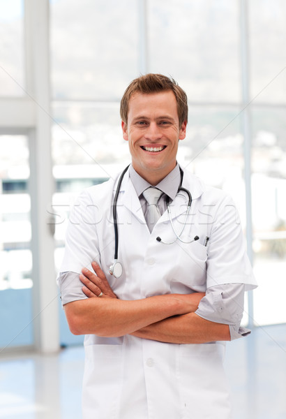 Güzel doktor stetoskop hastane gülümseme adam Stok fotoğraf © wavebreak_media