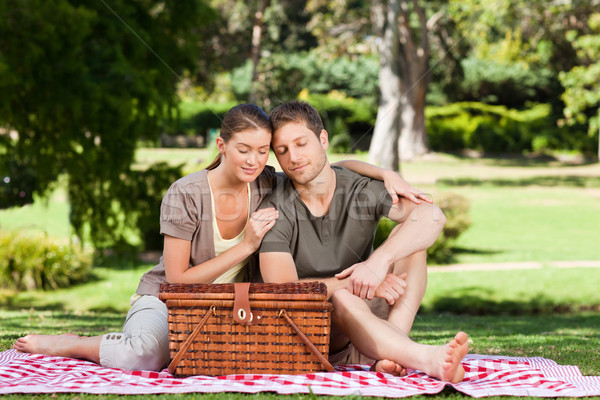 Foto stock: Pareja · parque · familia · alimentos · salud · verano