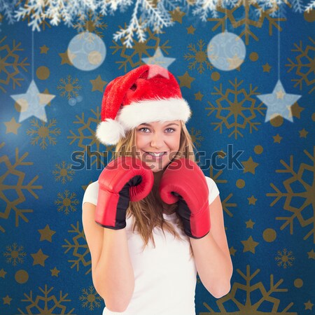 Composite image of pretty girl in santa outfit with arms crossed Stock photo © wavebreak_media