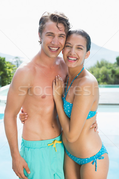 Stockfoto: Romantische · paar · zwembad · portret