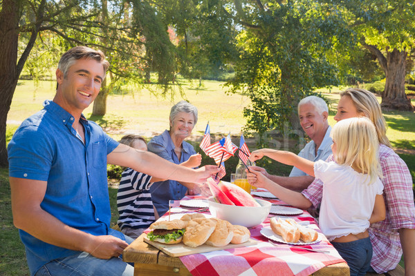 Famiglia felice picnic bandiera americana primavera Foto d'archivio © wavebreak_media