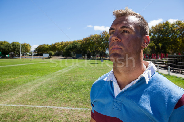 Nachdenklich Rugby Spieler spielen Bereich stehen Stock foto © wavebreak_media