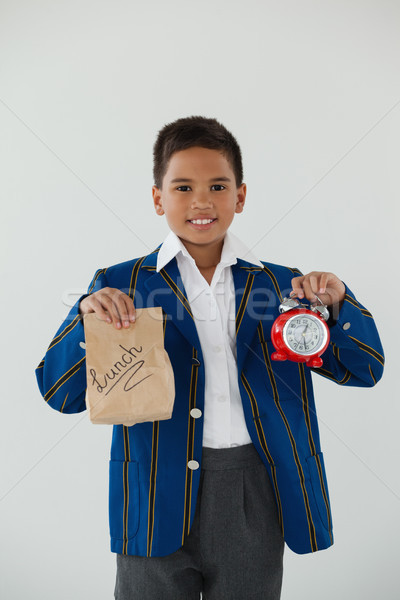 öğrenci çalar saat tek kullanımlık öğle yemeği çanta Stok fotoğraf © wavebreak_media
