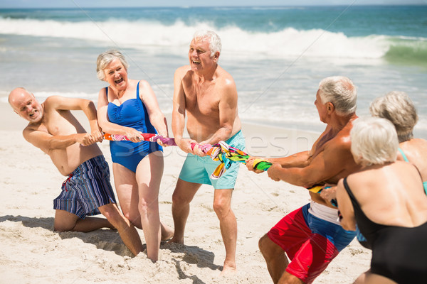 Foto stock: Jugando · guerra · playa · hombre