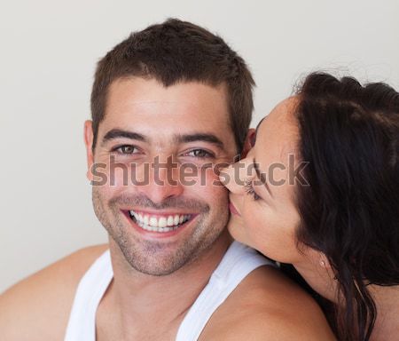 Stock foto: Porträt · glücklich · Paar · home · Liebe · Mann