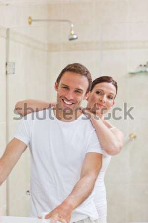 Smiling sports students standing up in a cloakroom Stock photo © wavebreak_media