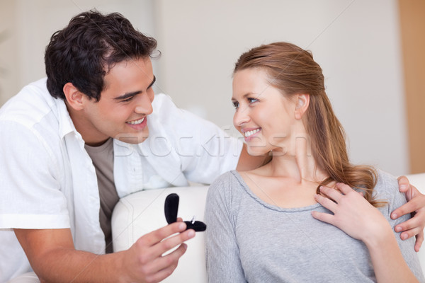 Young couple happy about their engagement Stock photo © wavebreak_media