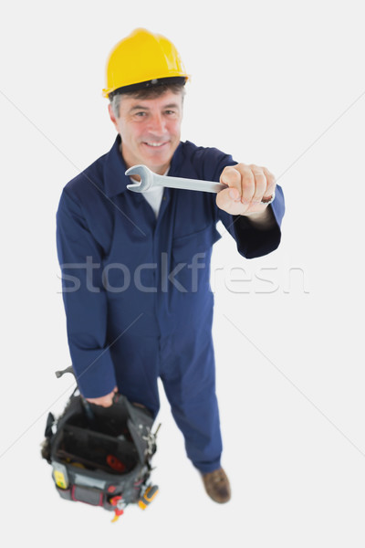 Techniker Schraubenschlüssel tragen Tool Tasche Porträt Stock foto © wavebreak_media
