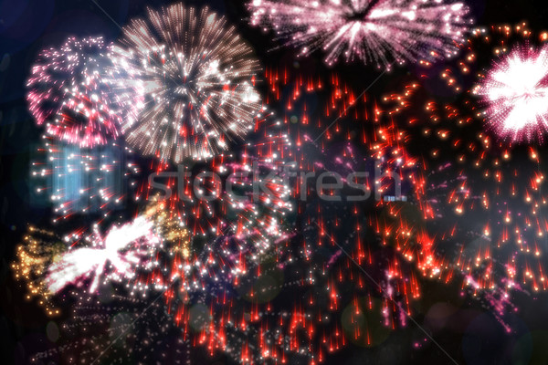 Colourful fireworks exploding on black background Stock photo © wavebreak_media
