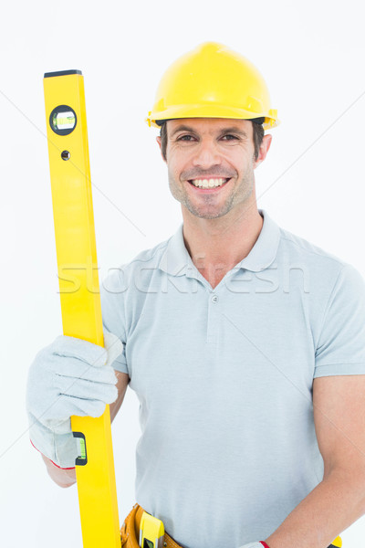 Foto stock: Masculina · carpintero · espíritu · nivel · retrato