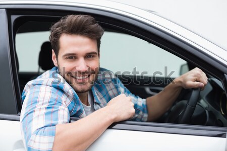 若い男 笑みを浮かべて カメラ 車 幸せ ウィンドウ ストックフォト © wavebreak_media