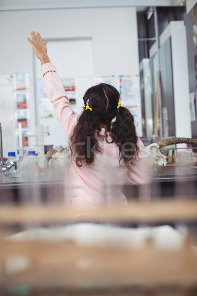 Hátsó nézet alapfokú iskolás lány kéz tudomány laboratórium Stock fotó © wavebreak_media