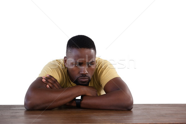 расстраивать человека белый сидят таблице печально Сток-фото © wavebreak_media
