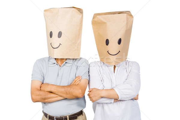 Couple with bags on head Stock photo © wavebreak_media