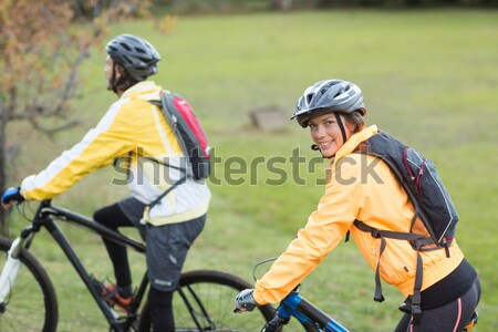Motoros pár biciklizik vidék együtt nő Stock fotó © wavebreak_media