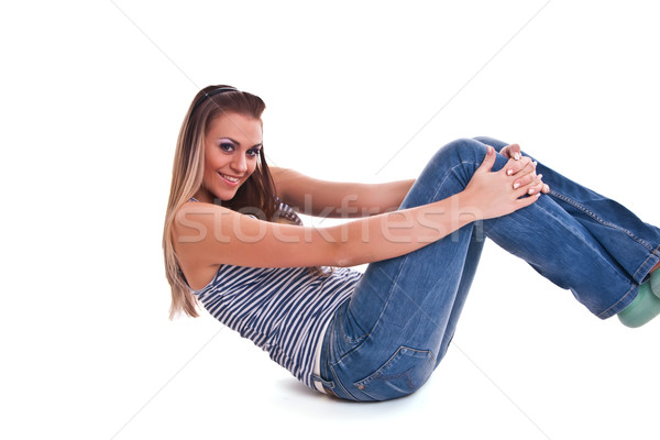 Jeune femme studio fille sourire heureux mode [[stock_photo]] © weecy