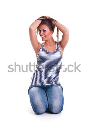 Jeune femme studio femme fille sourire heureux [[stock_photo]] © weecy