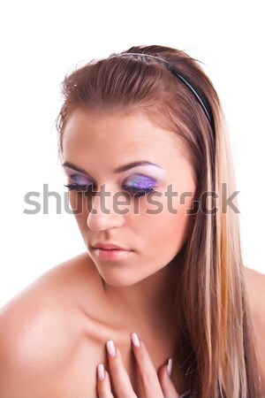 Jeune femme studio fille sourire heureux mode [[stock_photo]] © weecy