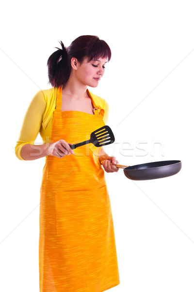 woman with a pan Stock photo © weecy