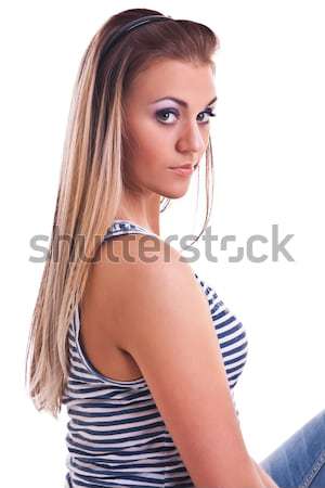 Jeune femme studio femme fille sourire heureux [[stock_photo]] © weecy