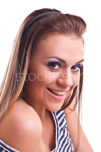 Jeune femme studio femme fille sourire heureux [[stock_photo]] © weecy