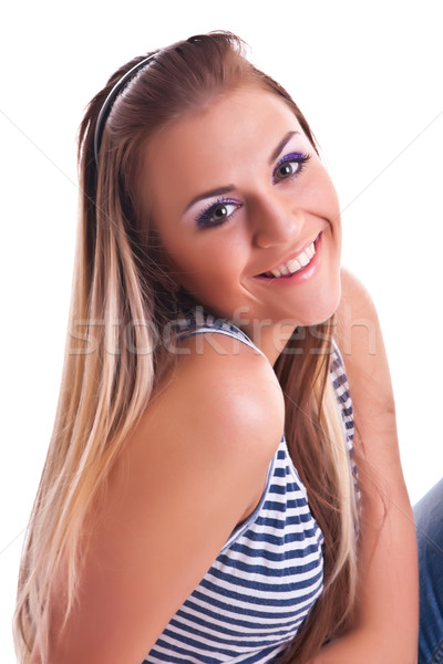 Jeune femme studio femme fille sourire heureux [[stock_photo]] © weecy