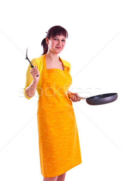 woman with a pan Stock photo © weecy