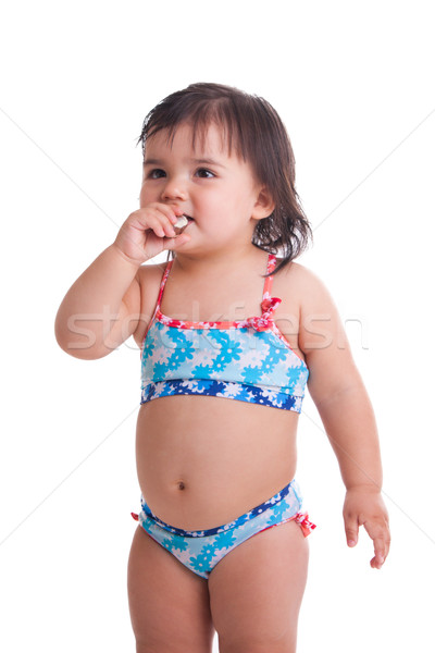 Séduisant petite fille studio natation costume enfant [[stock_photo]] © weecy