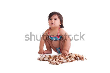 Séduisant petite fille studio natation costume plage [[stock_photo]] © weecy