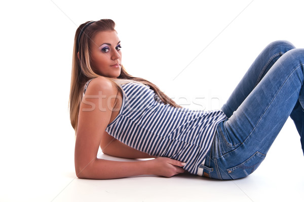 Jeune femme studio fille heureux mode peau [[stock_photo]] © weecy