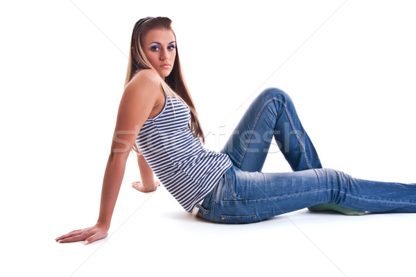 Jeune femme studio fille heureux mode peau [[stock_photo]] © weecy