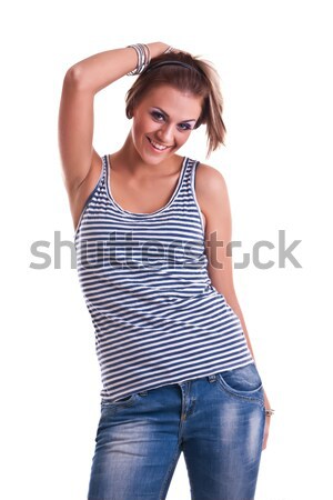 Jeune femme studio fille heureux mode peau [[stock_photo]] © weecy
