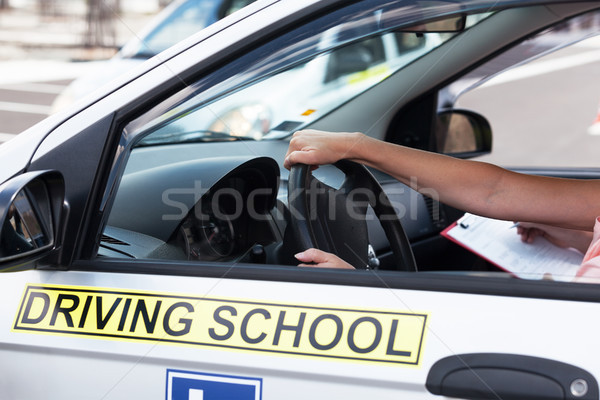 Foto stock: Estudante · motorista · carro · condução · escolas