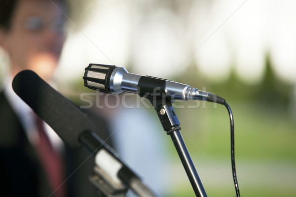 Pressekonferenz Mikrofon Lautsprecher Präsentation Radio Stock foto © wellphoto