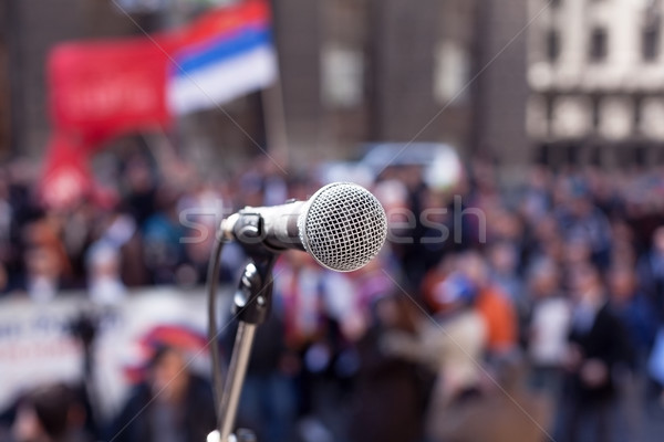 Protest openbare demonstratie microfoon focus wazig Stockfoto © wellphoto